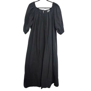 NWT Matteau Elegant Scoop-Neck Organic-Cotton Poplin Black Maxi Dress
